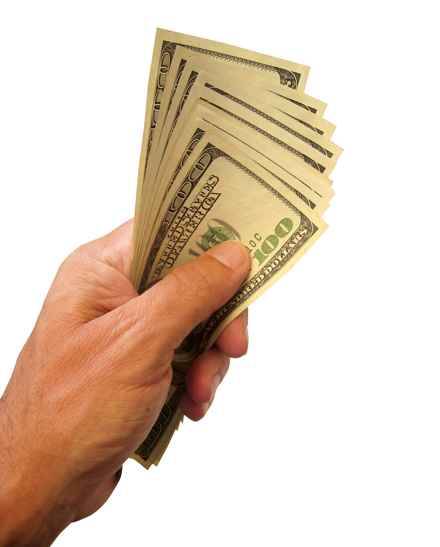 hand holding dollars money transparent image