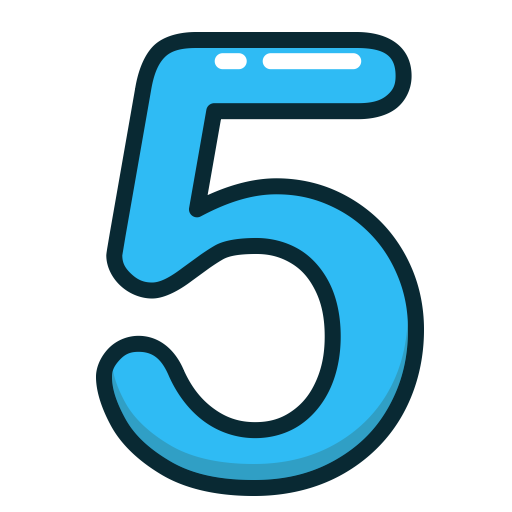 Number 5, blue five number numbers study icon #25447