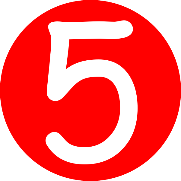 Number 5, red rounded with number clip art clkerm vector #25490