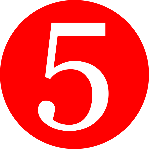 Number 5, red rounded with number clip art clkerm vector #25518