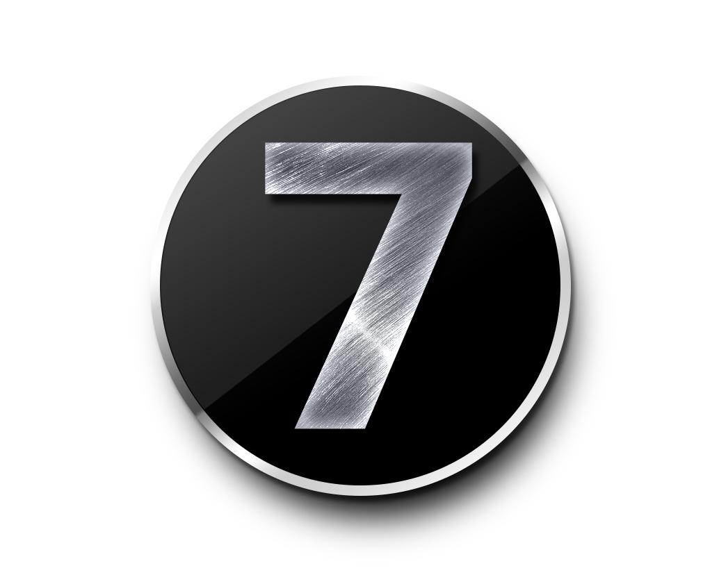 number 7 number digits circle silver icon transparent image #36598