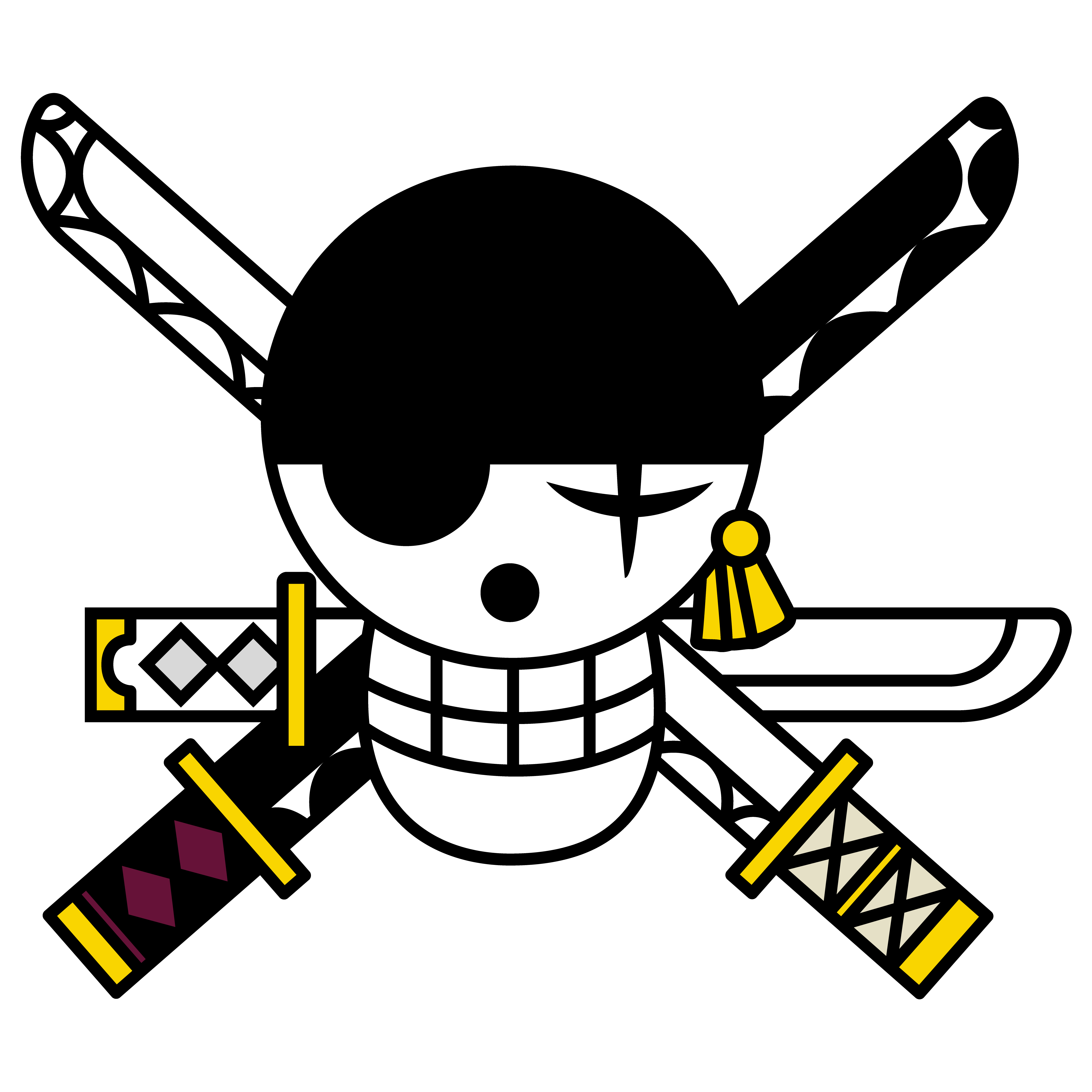 one piece, One-eyed pirate, sword, crossed logo