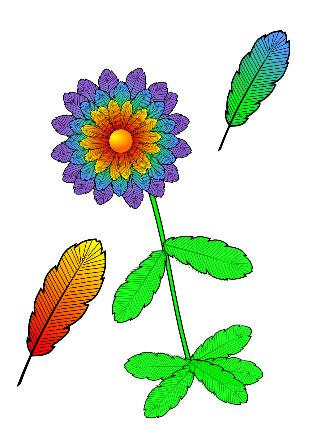 openclipart, clipartist clip art feather flower april #31474