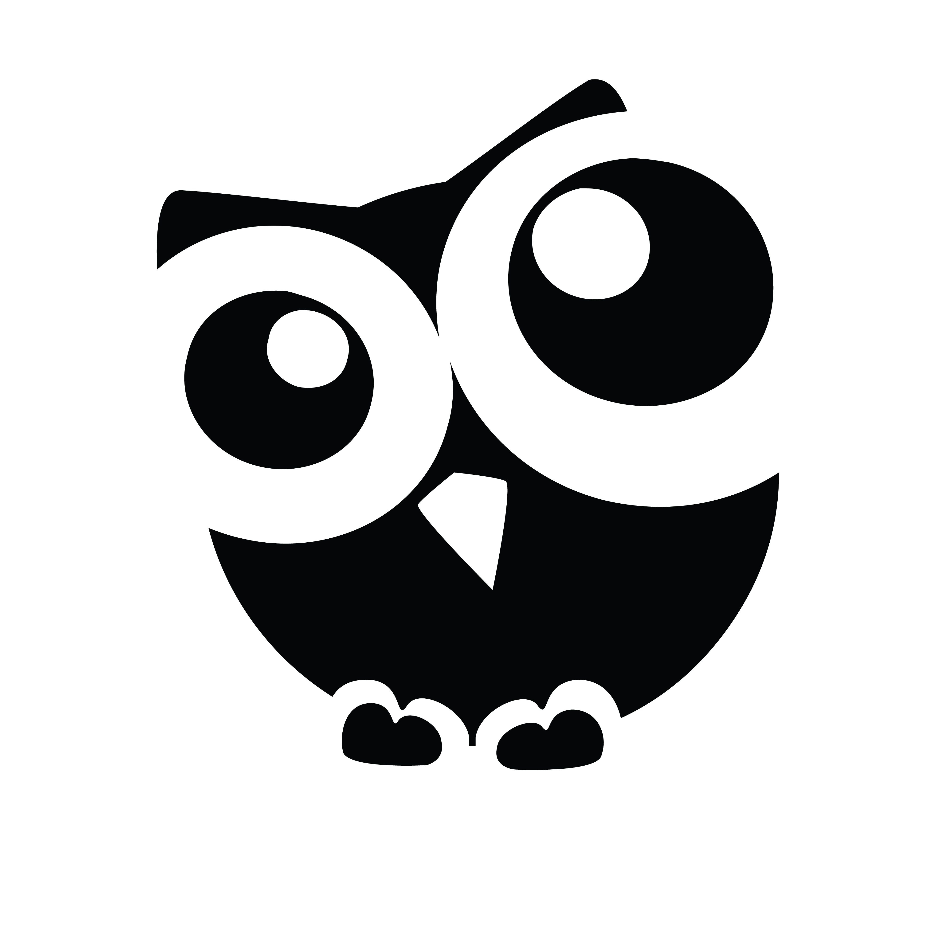 owl clipart, clipart curious owl black white #31634