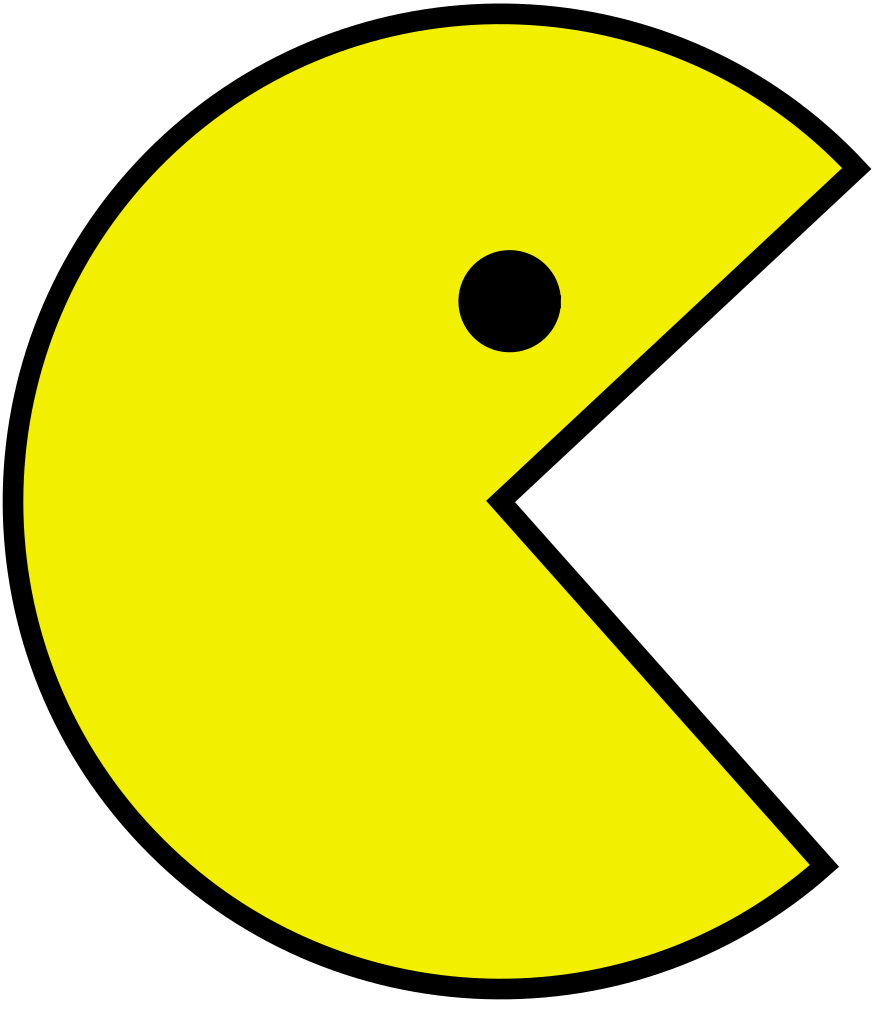 pacman, pac man black outline transparent image #25786