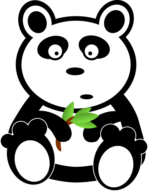 clipart panda with bamboo leaves #19877