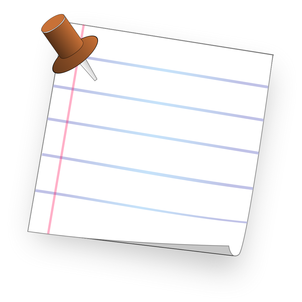 ruled paper note with red pin png transparent #14696