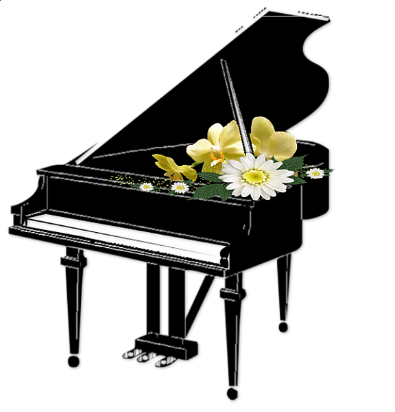 black piano with flowers transparent clipart gallery #24457