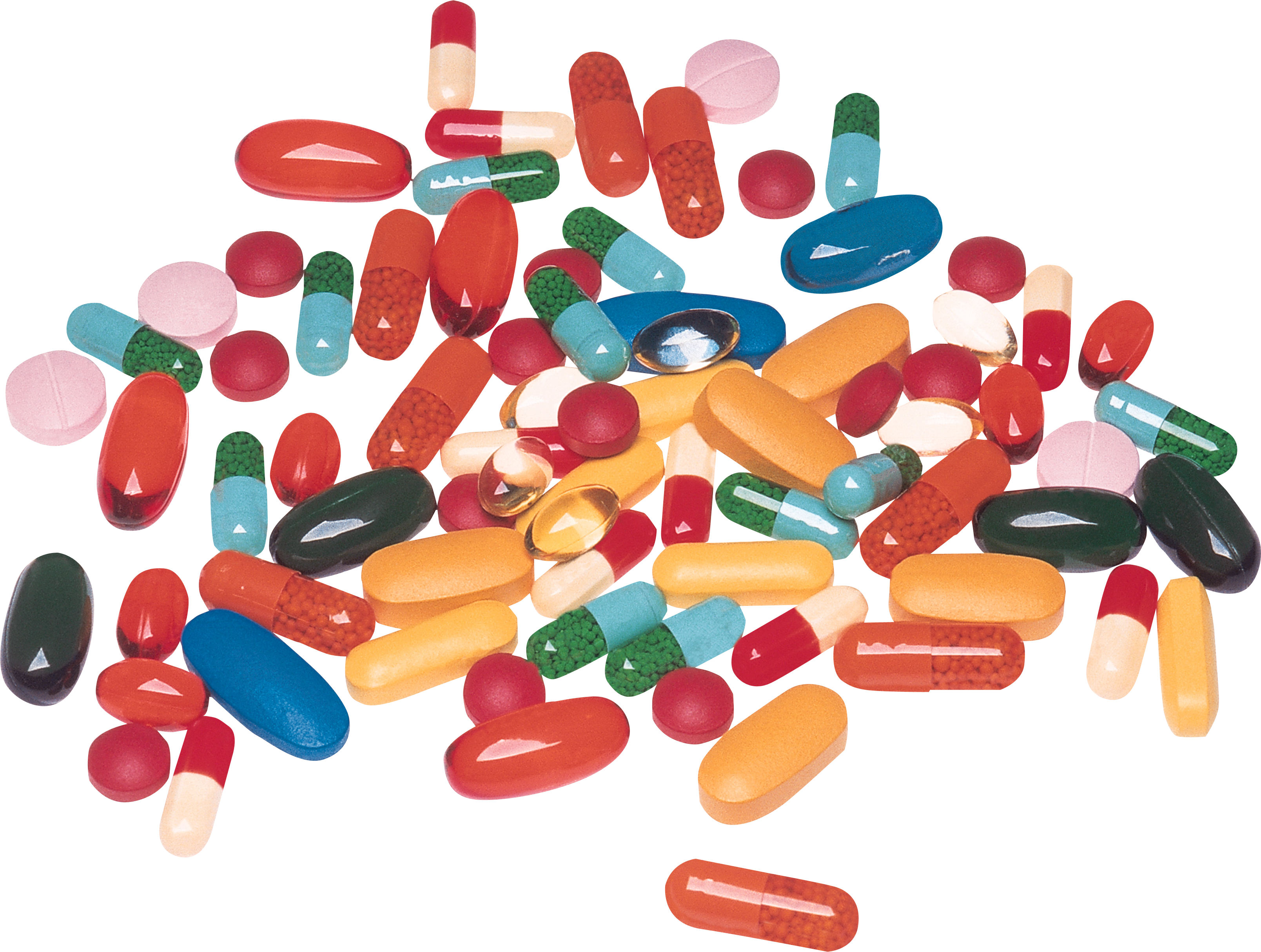 pile of different colored pills transparent background #26493