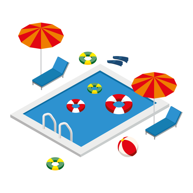 isometric swimming pool with summer elements isometric #26661