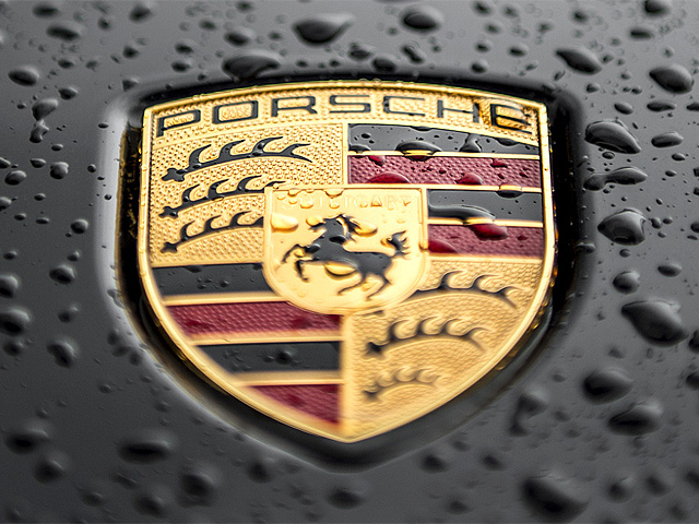 porsche logo on water drops background #795