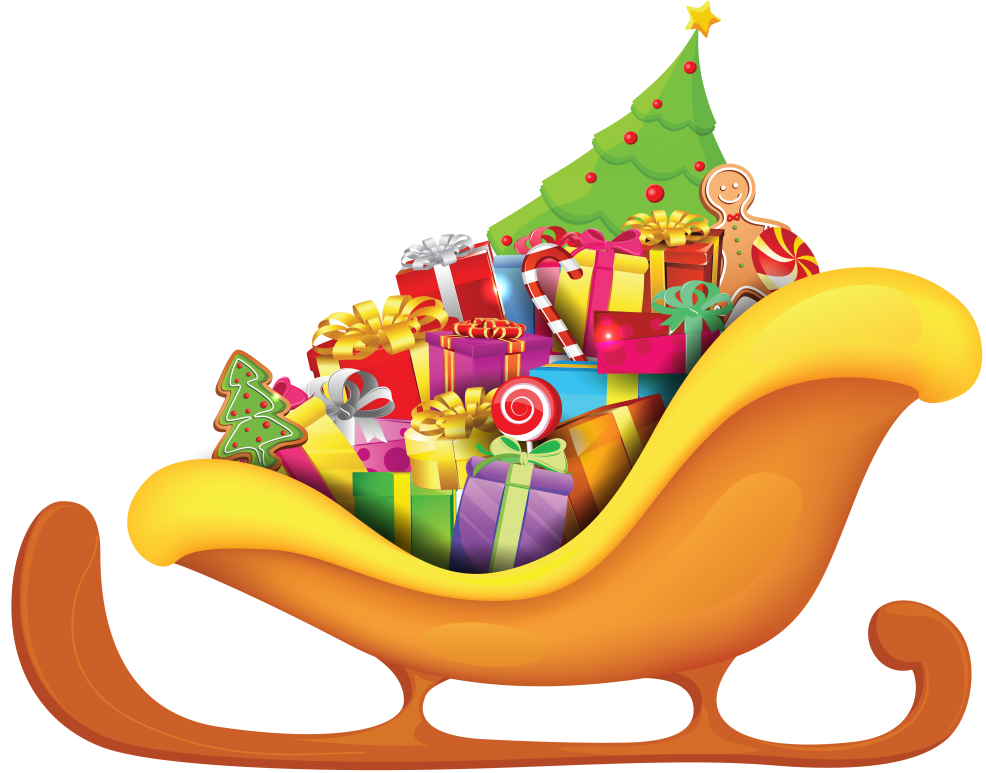 santa sleigh, sleigh with christmas gifts png transparent image transparent png images icons #30480