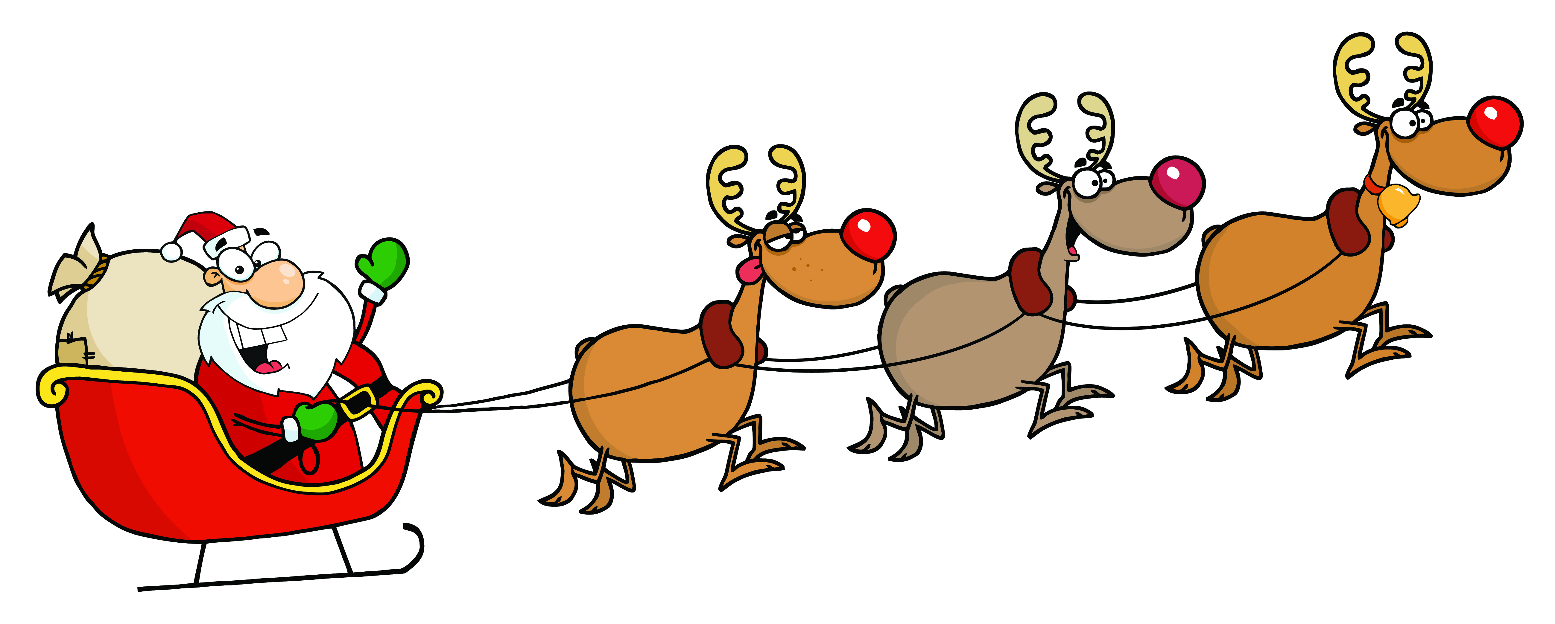 Santa Sleigh Flying Clipart Png