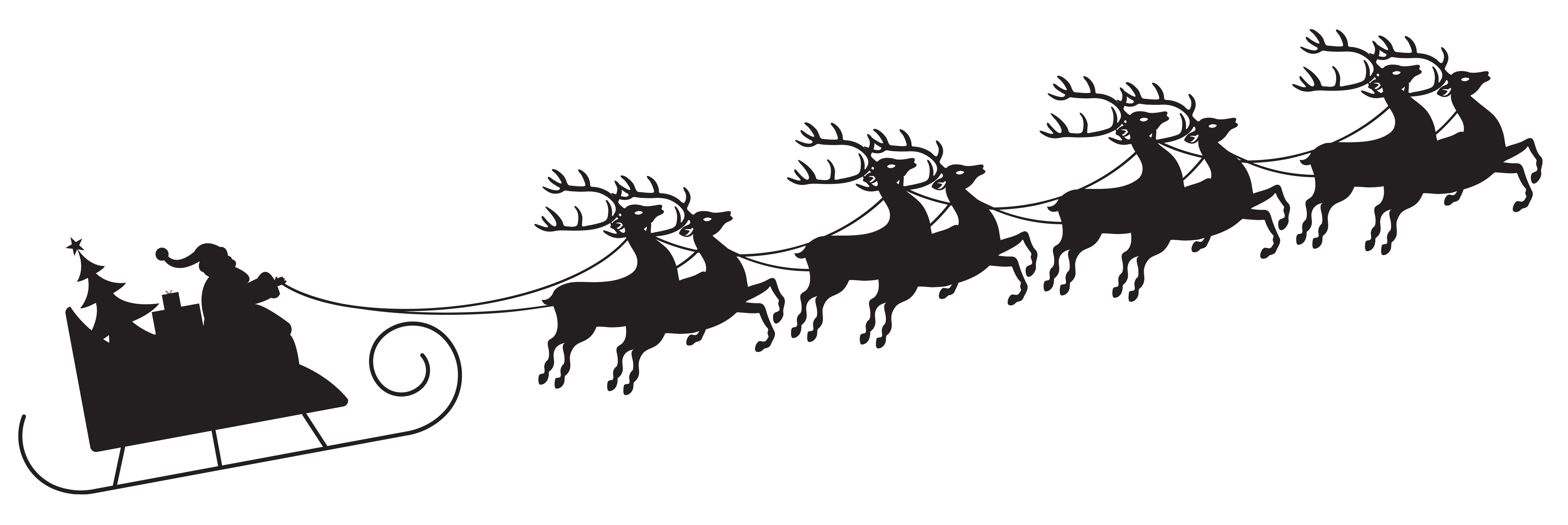 silhouette santa and sleigh clipart download #32814