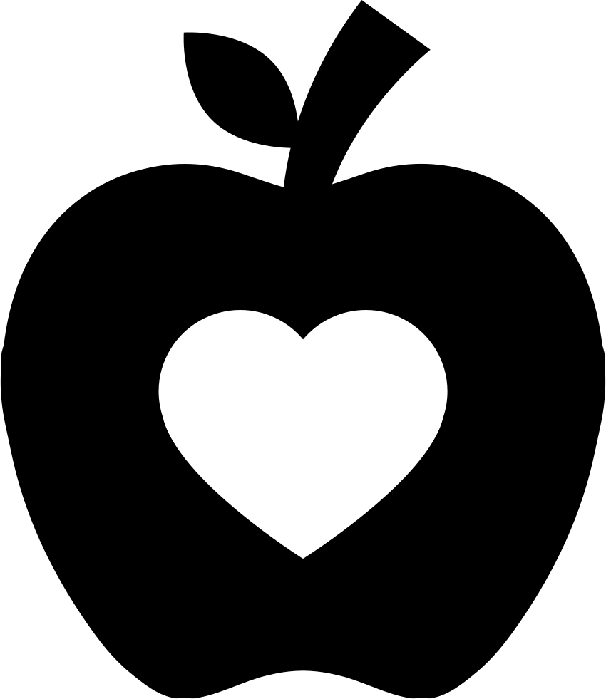 apple silhouette with heart shape svg png icon #27547