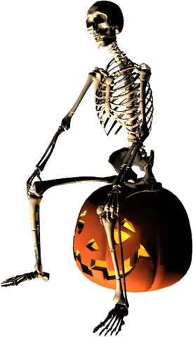 skeleton with halloween pumpkin png #24789