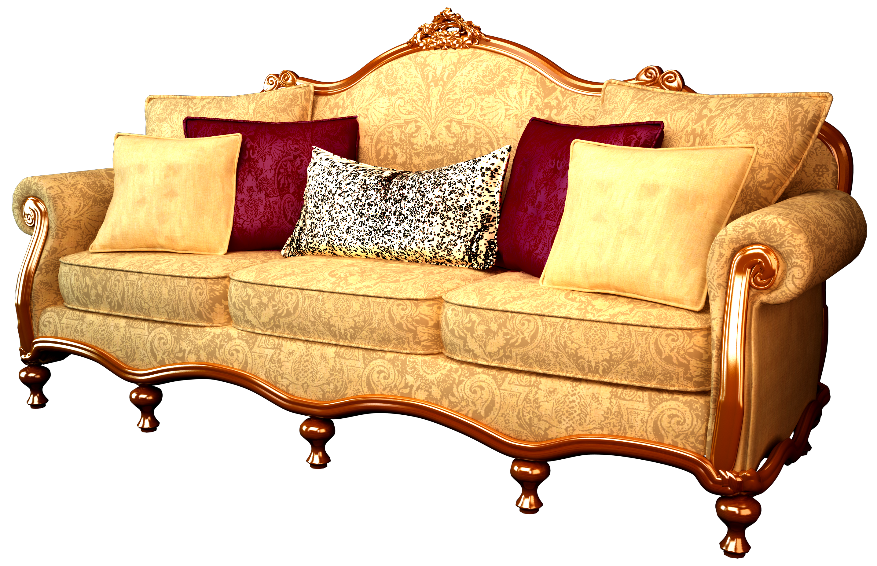 old style beige 3 seater sofa set transparent #14563