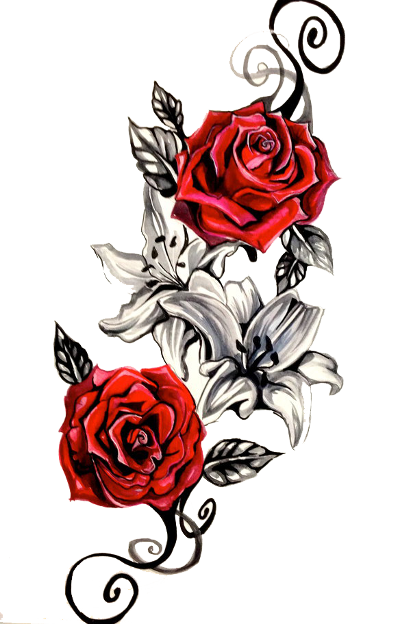 rose tattoo red and white png #11777