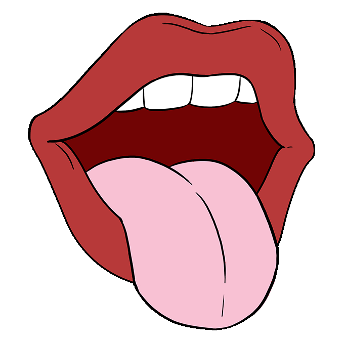 how draw mouth and tongue really easy drawing tutorial #36467