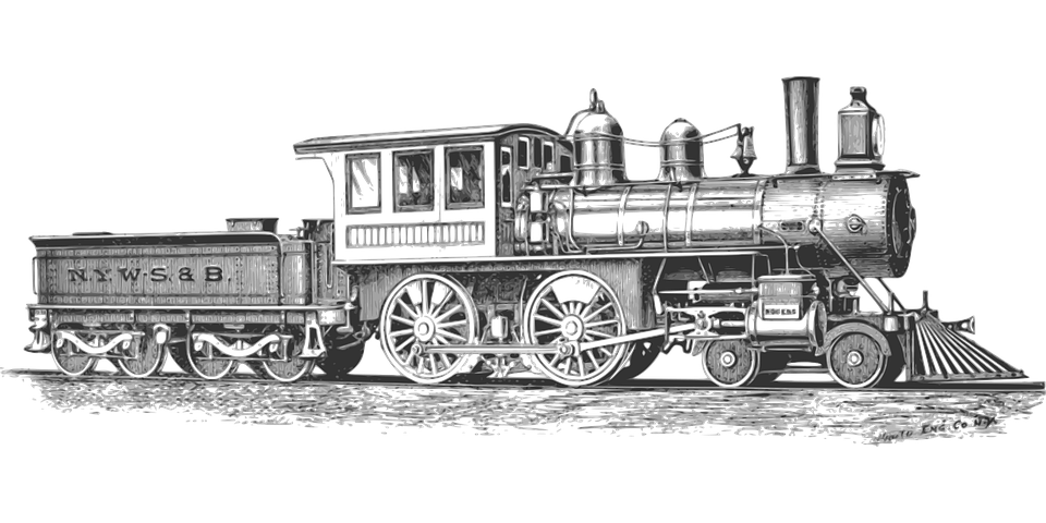 train, locomotive monochrome railroad vector graphic #16208