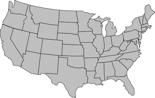 usa map united states america map outline gray clip art #36661