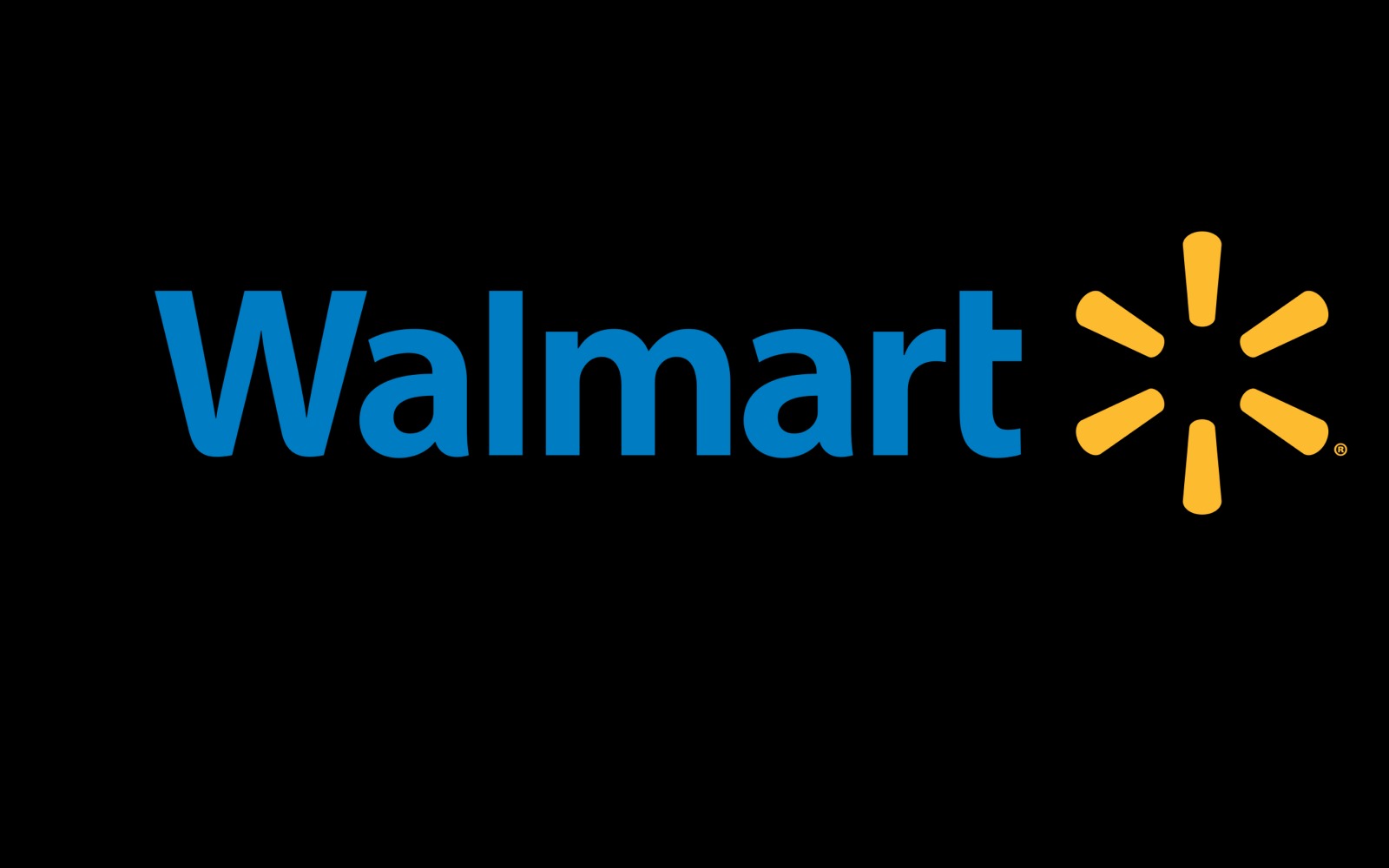 walmart text with yellow symbol on black background