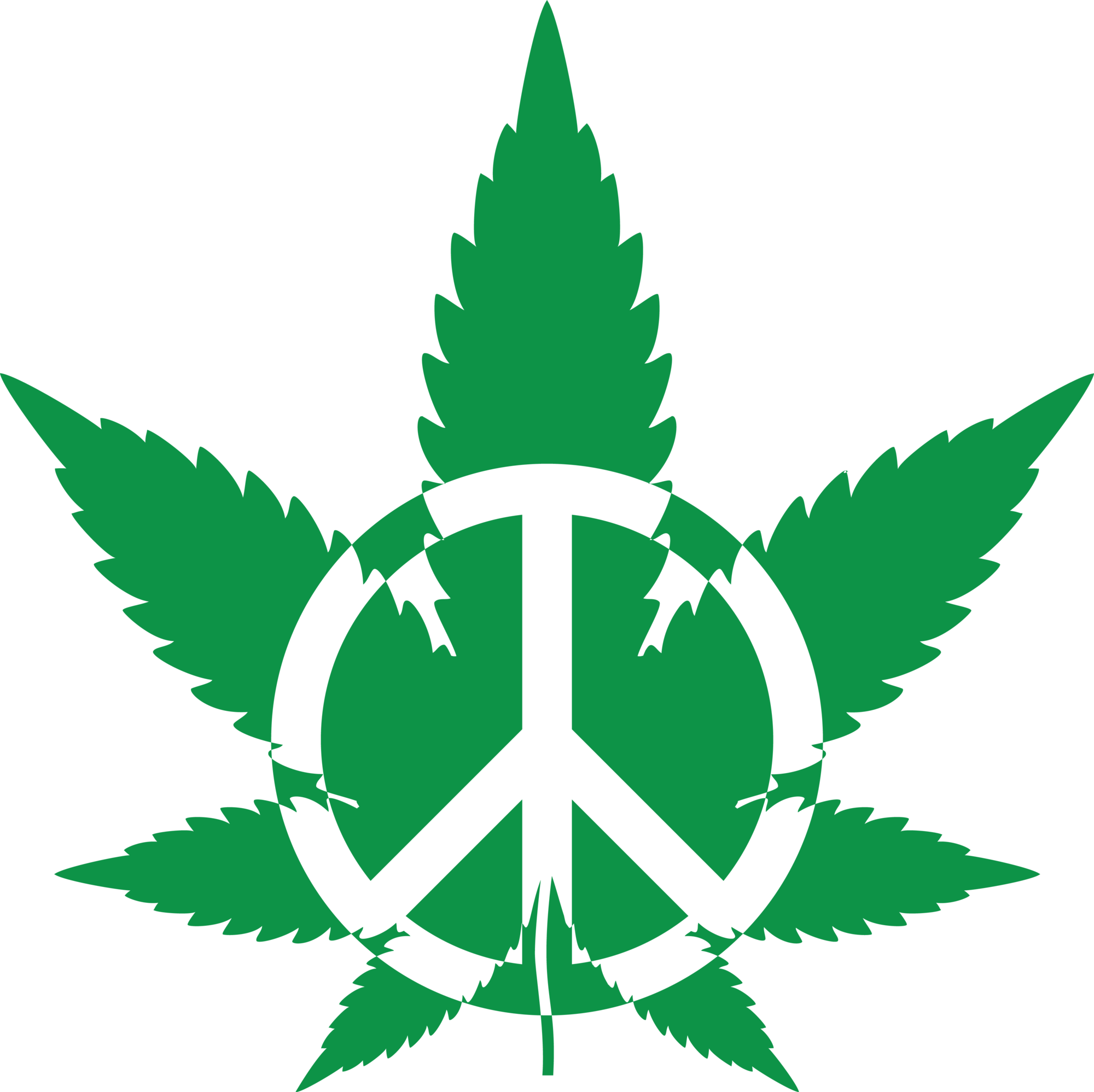 weed leaf, green pot leaf with peace symbol png #18572