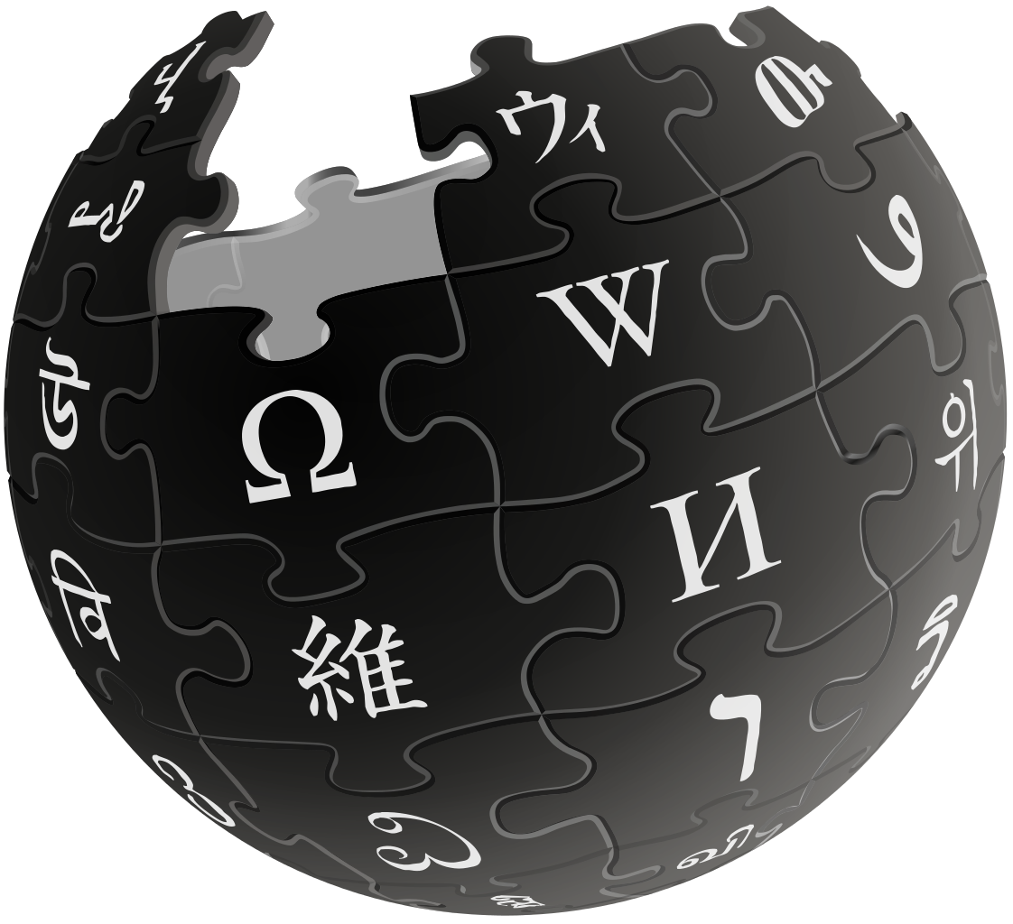 wikipedia logo black world emblem #39129