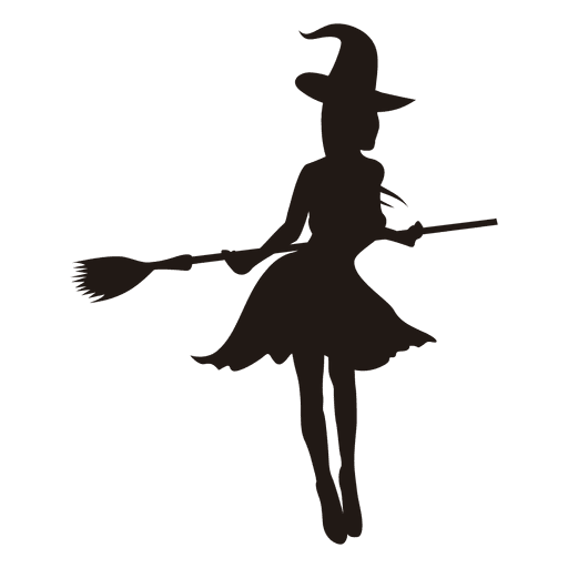 witch girl silhouette with broom transparent png svg #36340